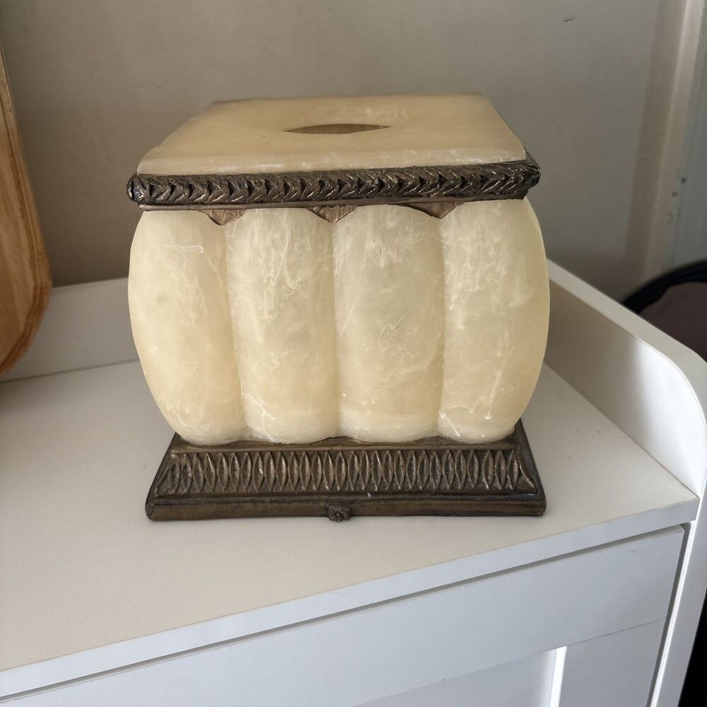 Vintage Springmaid Luxury Palais Tissue Box Cover Holder Faux Marble Venetian